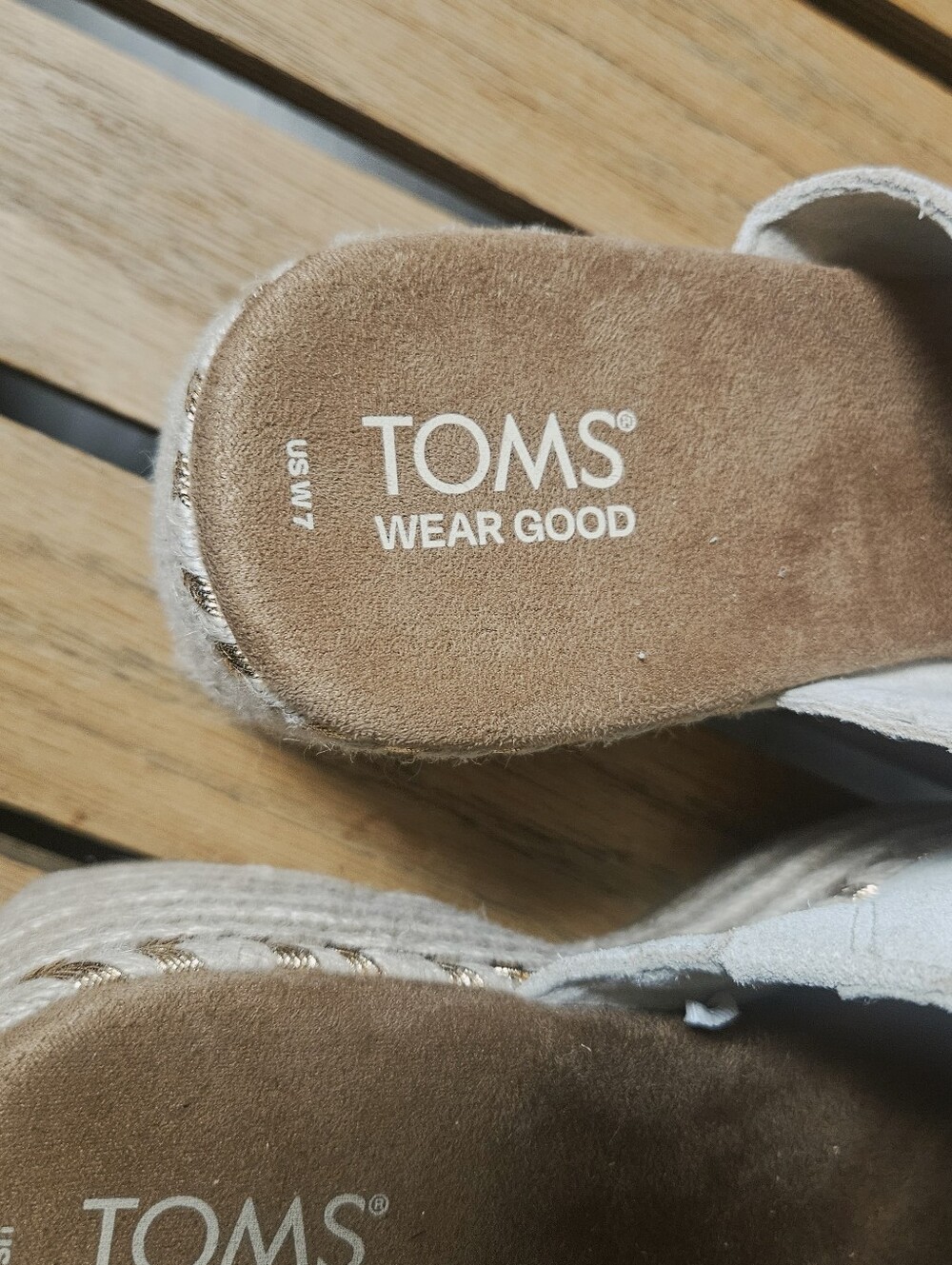 TOMS | Fog Suede Leather Laila Mule Platform Espadrille Sandals Upper Size 7 - Picture 4 of 5